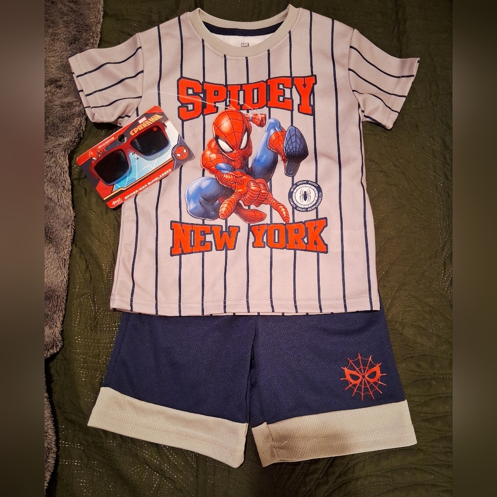 Official Marvel Spider Man NY Jersey Set With Bonus Shades Size 6